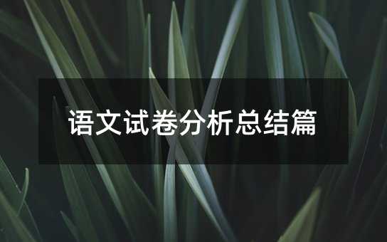 语文试卷分析总结篇
