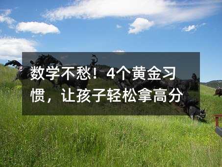 数学不愁!4个黄金习惯,让孩子轻松拿高分