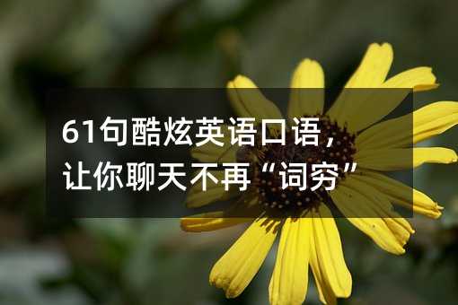 61句酷炫英语口语,让你聊天不再“词穷”!